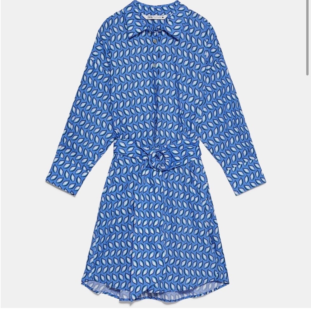 Zara printed dress with belt